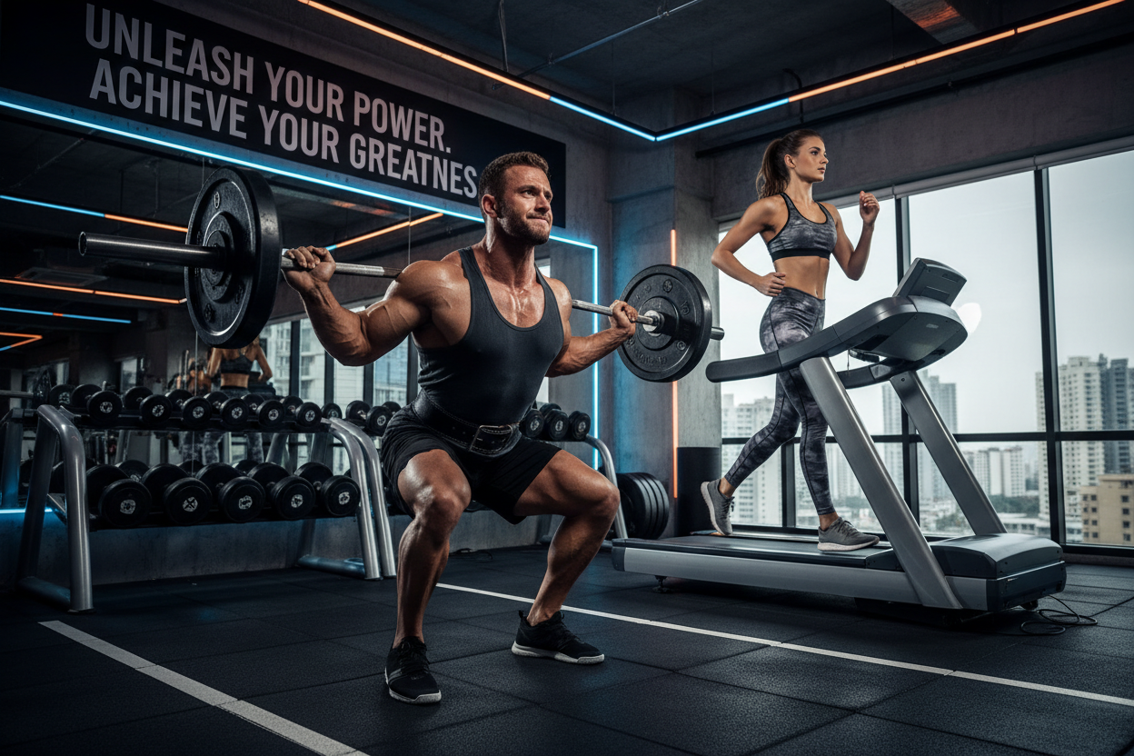 Jõutõstja ja jooksev naine